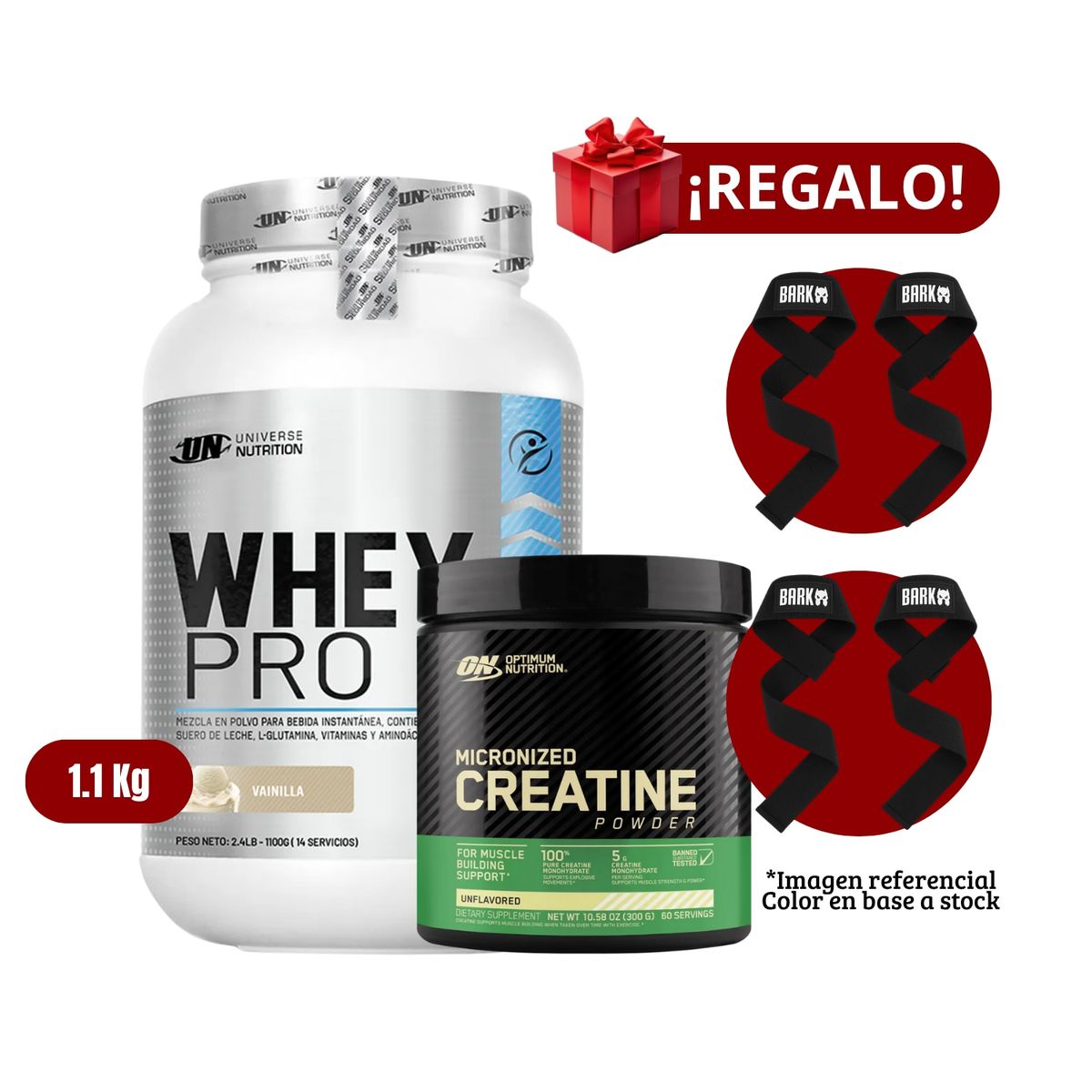 UNIVERSE NUTRITION - Proteína Whey Pro 11Kg Vainilla+Optimum Nutrition 300g+2 Straps