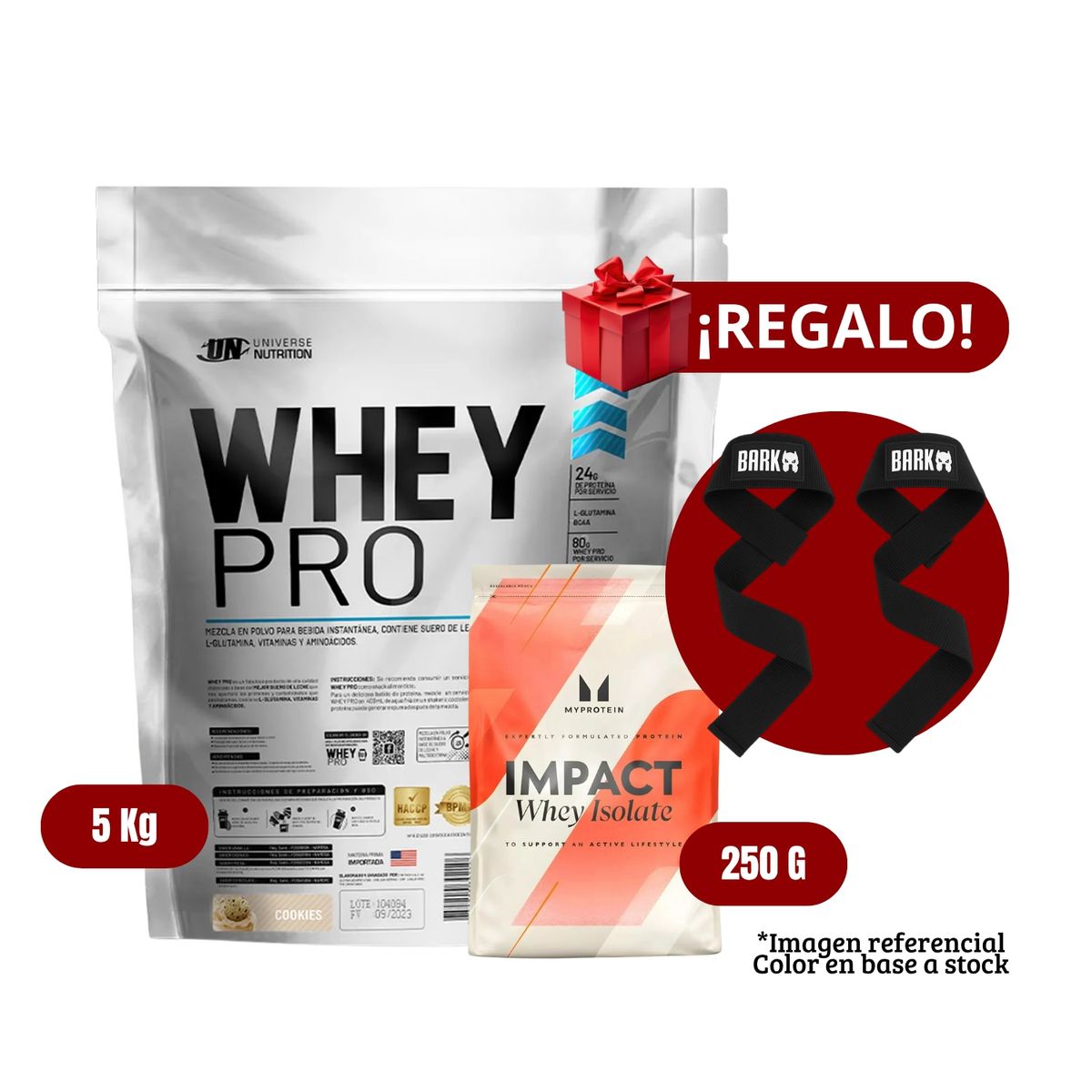 UNIVERSE NUTRITION - Proteína Whey Pro 5Kg Cookies+MyProtein 250g+Straps