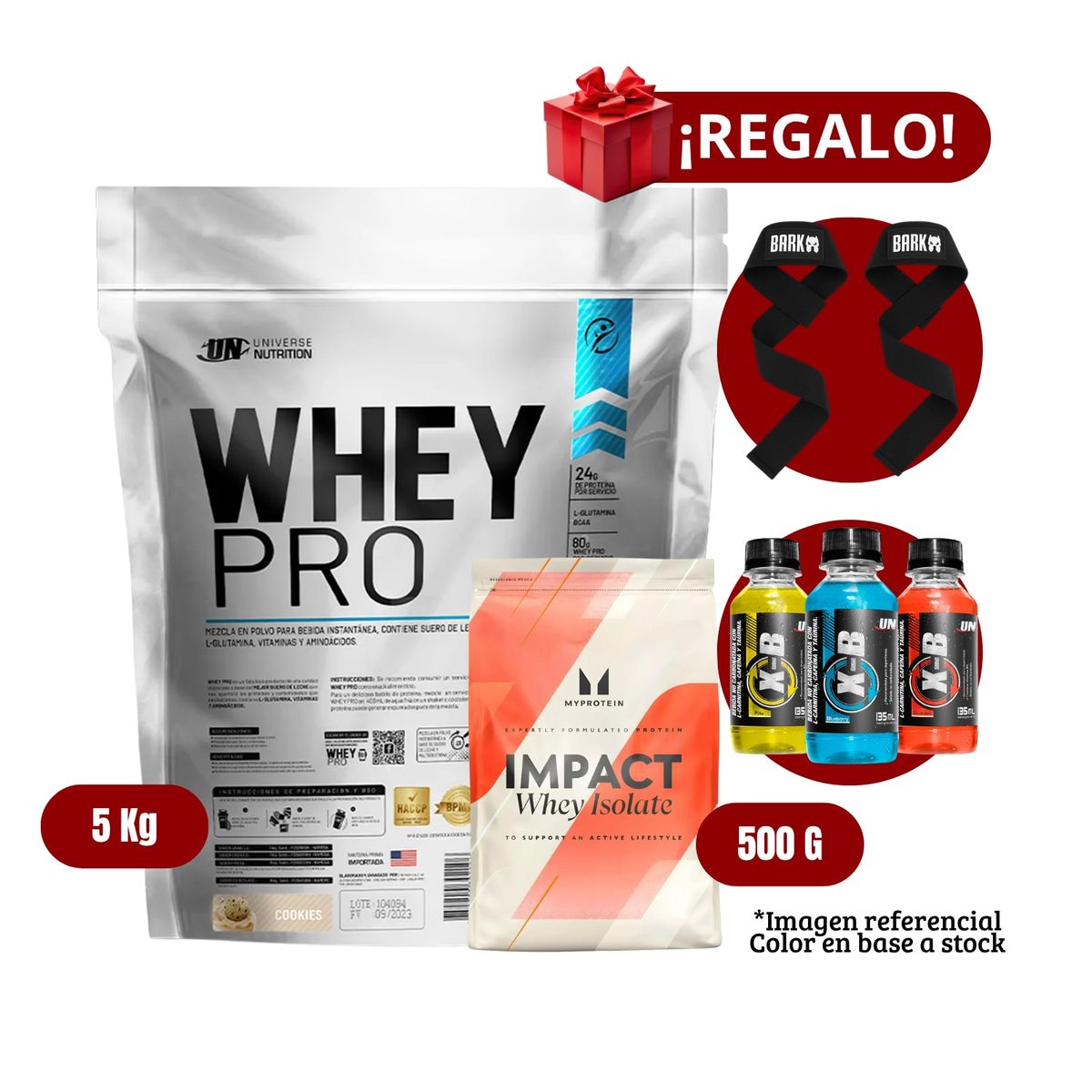 UNIVERSE NUTRITION - Proteína Whey Pro 5Kg Cookies+MyProtein 500g+Straps + XB