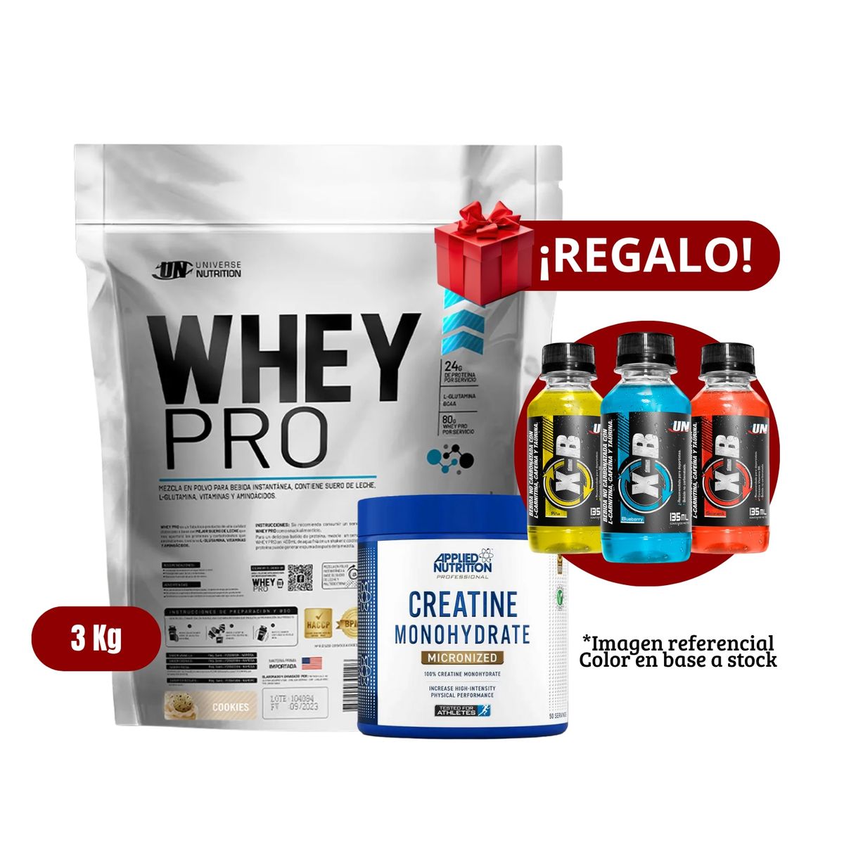 UNIVERSE NUTRITION - Proteína Whey Pro 3Kg Cookies+Applied Nutrition 250g+XB