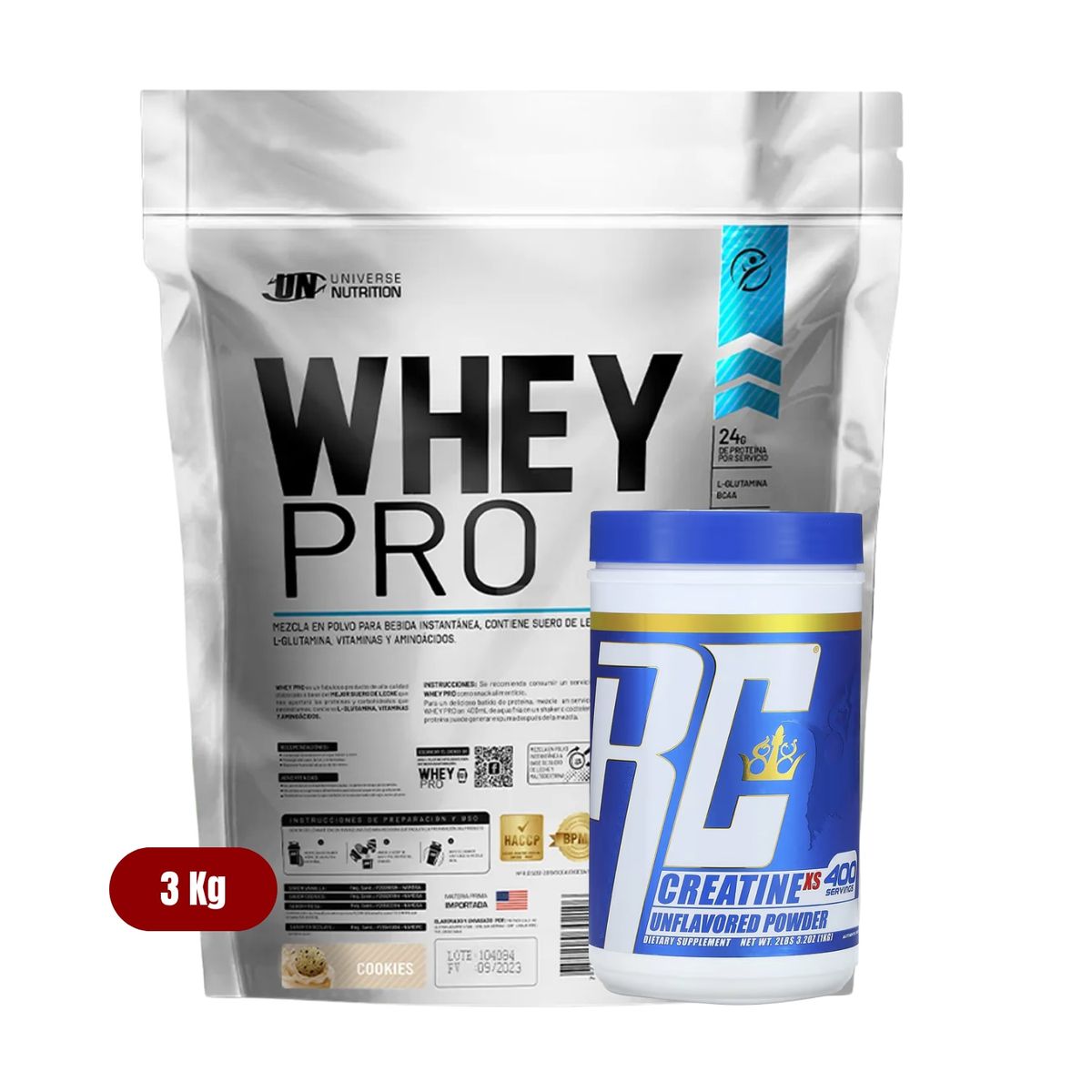 UNIVERSE NUTRITION - Proteína Whey Pro 3Kg Cookies+Ronnie Coleman 1 Kg