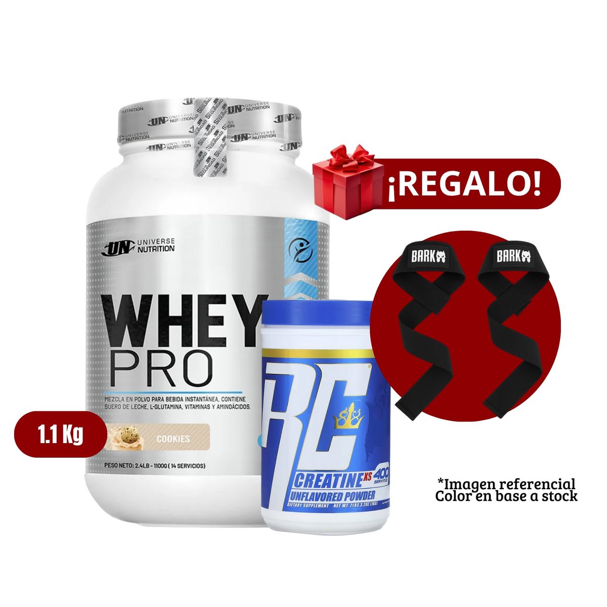 UNIVERSE NUTRITION - Proteína Whey Pro 11Kg Cookies+Ronnie Coleman 1 Kg+Straps