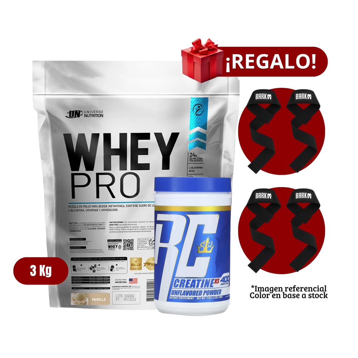 UNIVERSE NUTRITION - Proteína Whey Pro 3Kg Vainilla+Ronnie Coleman 1 Kg+2 Straps