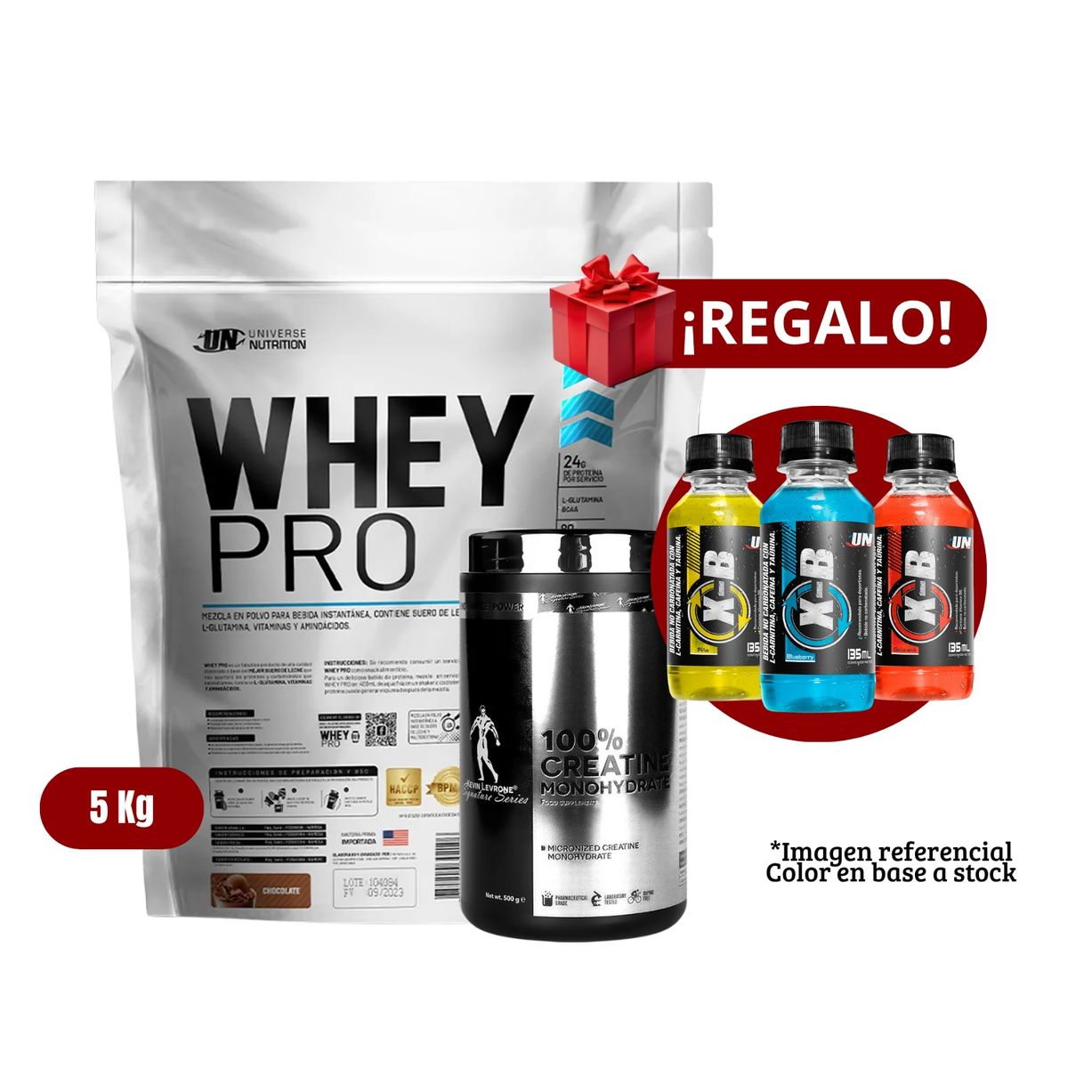 UNIVERSE NUTRITION - Proteína Whey Pro 5Kg Chocolate+Kevine Levrone 500g+XB