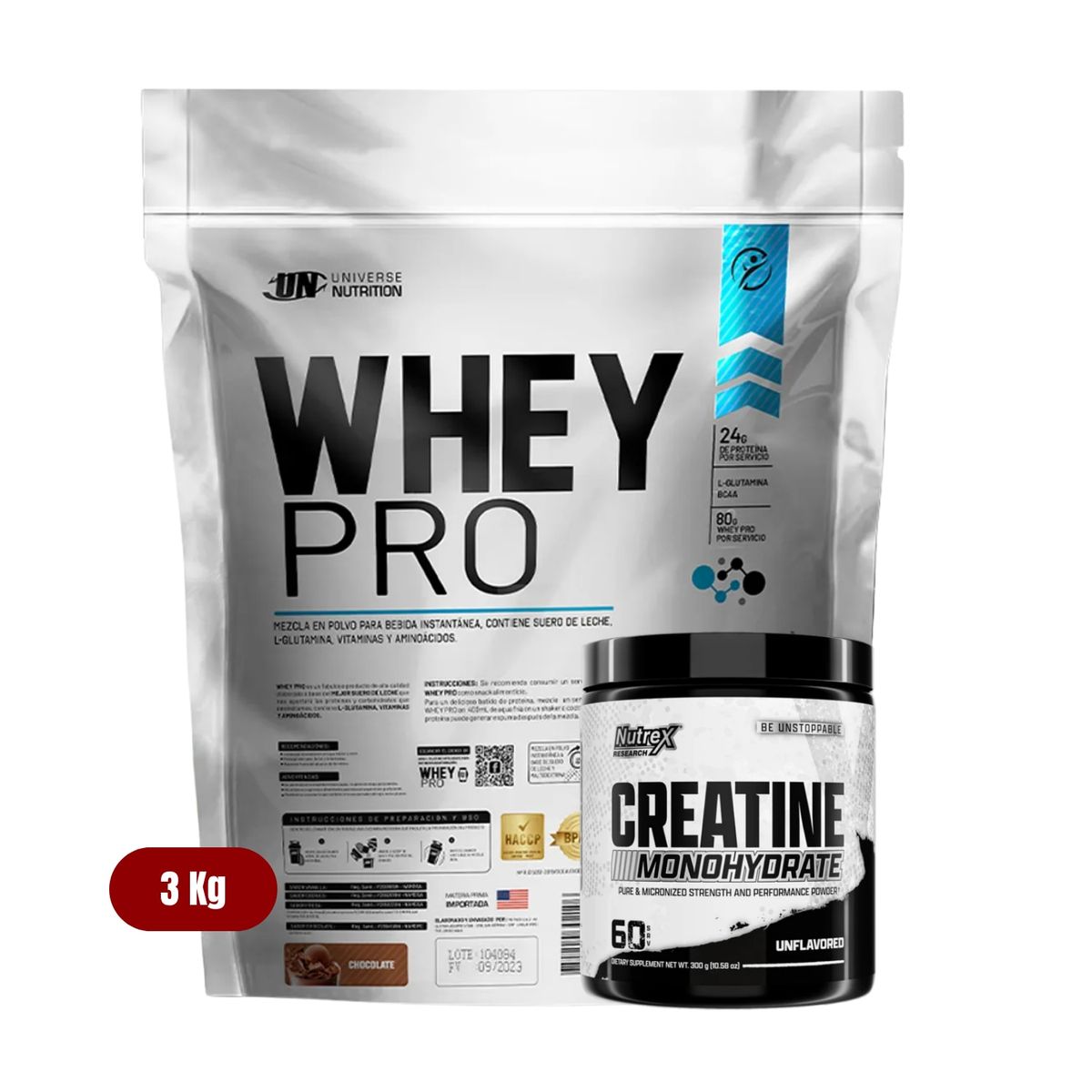 UNIVERSE NUTRITION - Proteína Whey Pro 3Kg Chocolate+Nutrex 300g