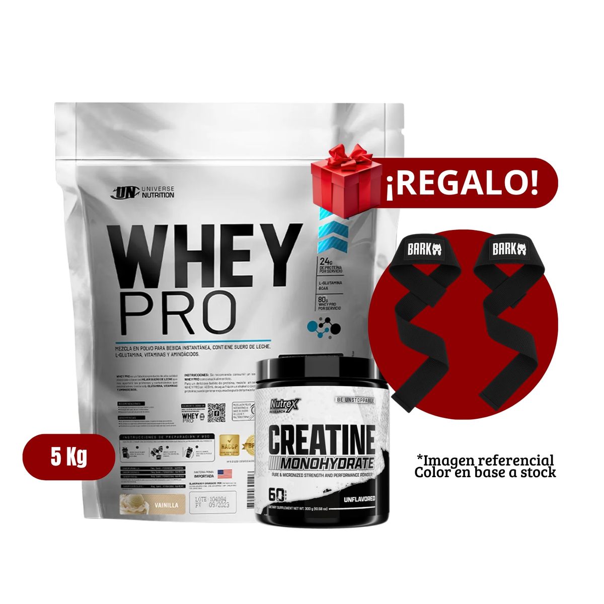 UNIVERSE NUTRITION - Proteína Whey Pro 5Kg Vainilla+Nutrex 300g+Straps
