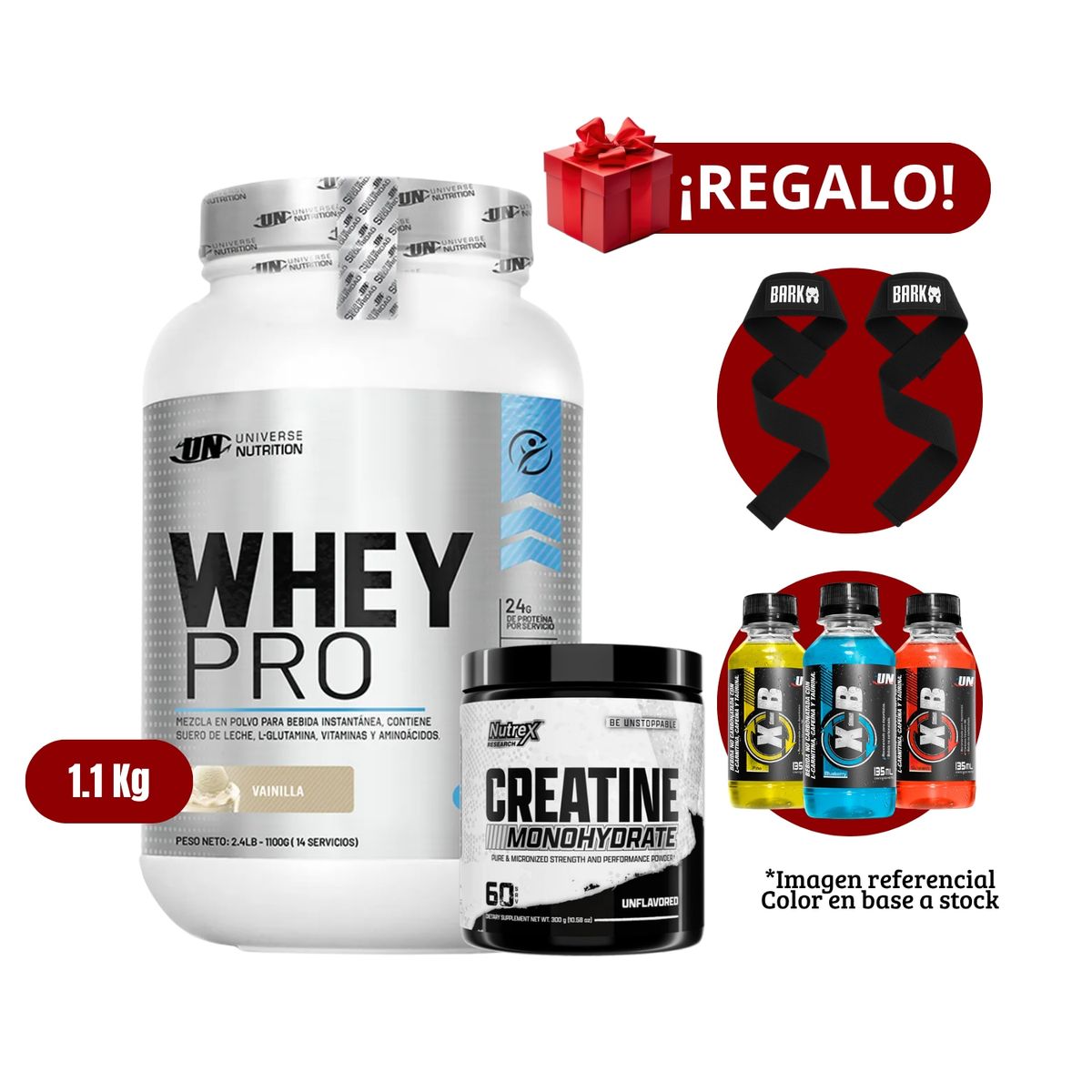 UNIVERSE NUTRITION - Proteína Whey Pro 11Kg Vainilla+Nutrex 300g+Straps + XB