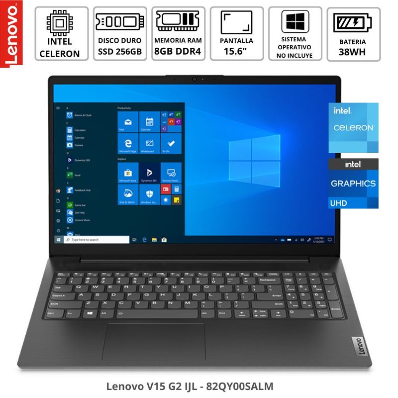 LENOVO - Laptop Lenovo V15 G2 IJL Intel Celeron N4500156 FHD RAM 8GB DDR4 Disco 256GB SSD