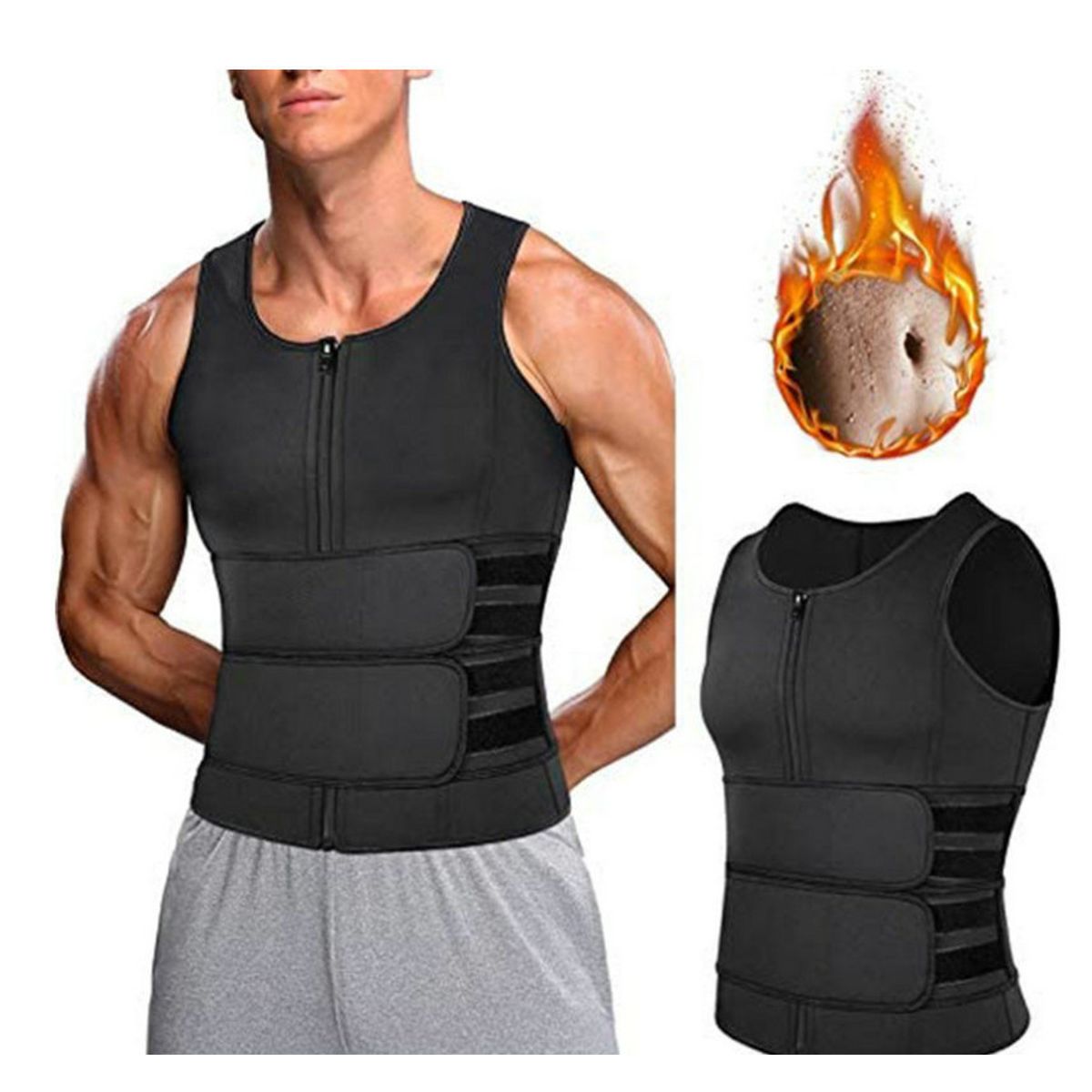 GENERICO - Chaleco Hombre Reductor Térmico Adelgazante con Cierre Cremallera