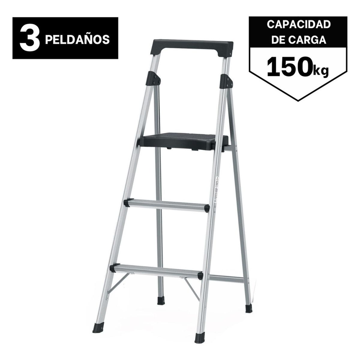 TRUPER - Escalera Tubular Plegable 3 Peldaños Aluminio Truper