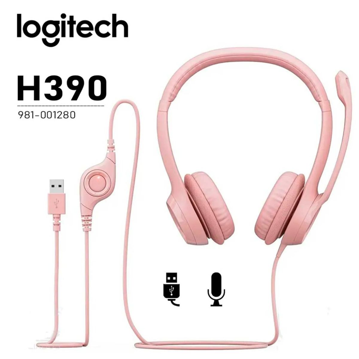 LOGITECH - AUDIFONO CON MICROF LOGITECH H390 USB NOISE CANCELLING ROSE