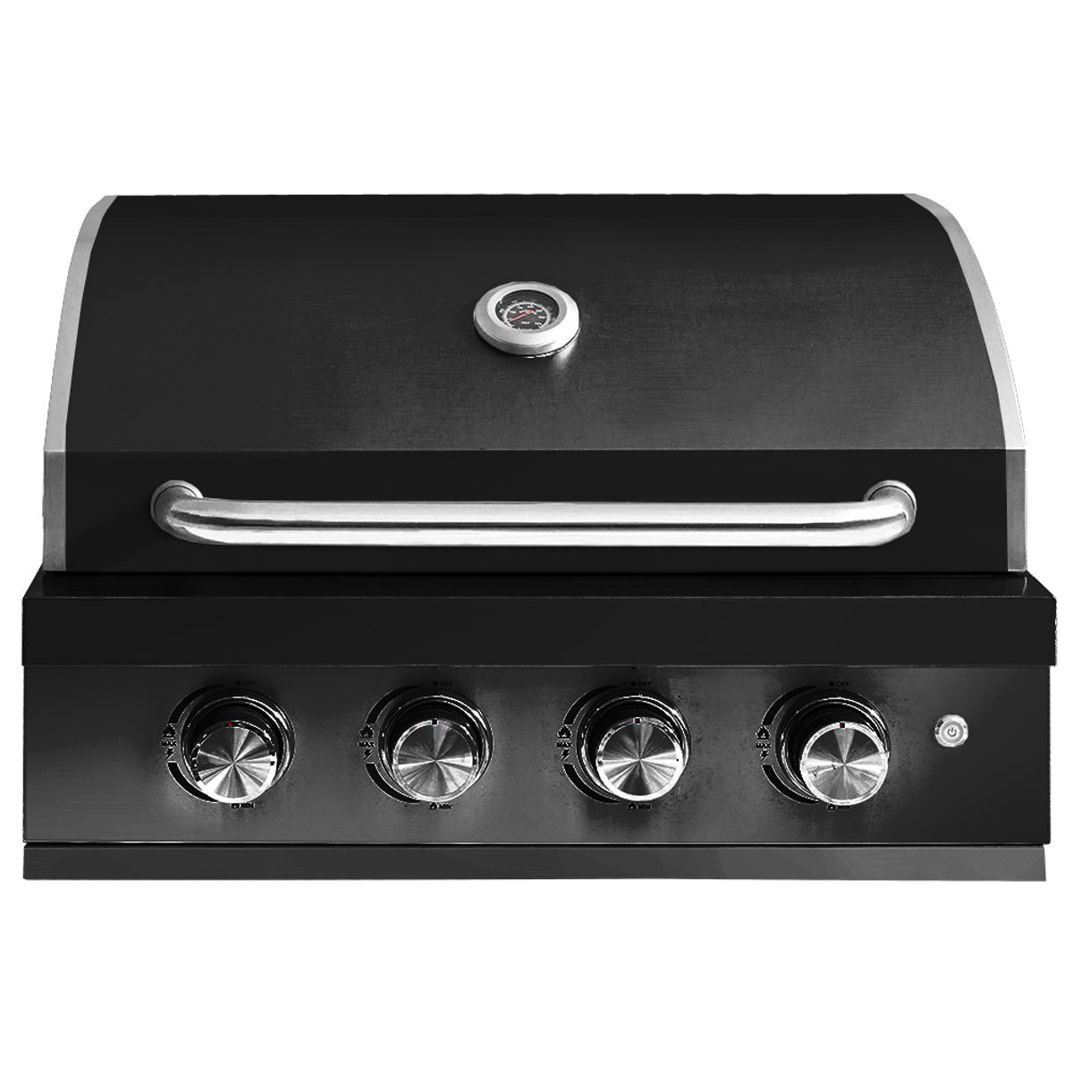 HIGRILL - Parrilla A Gas 4 Quemadores con Tapa para Empotrar de Acero Inox Negro