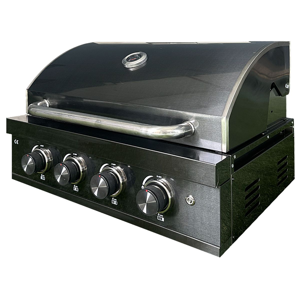 HIGRILL - Parrilla A Gas 4 Quemadores con Tapa para Empotrar de Acero Inox Negro