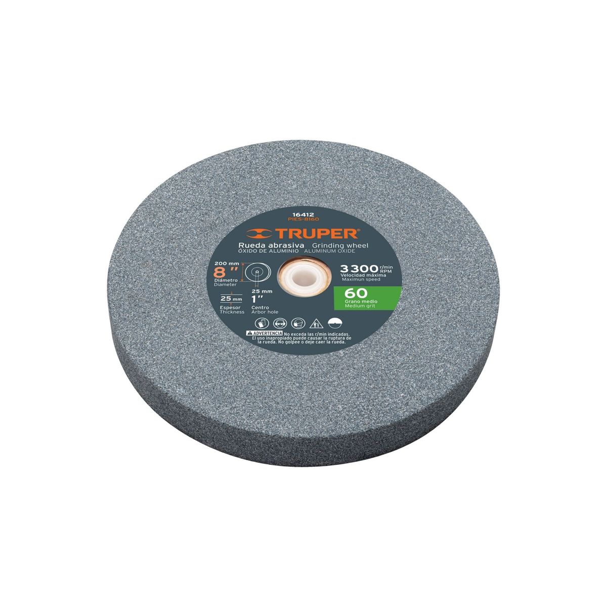 TRUPER - Piedra afilador 8" para esmeril, grano 60 Truper