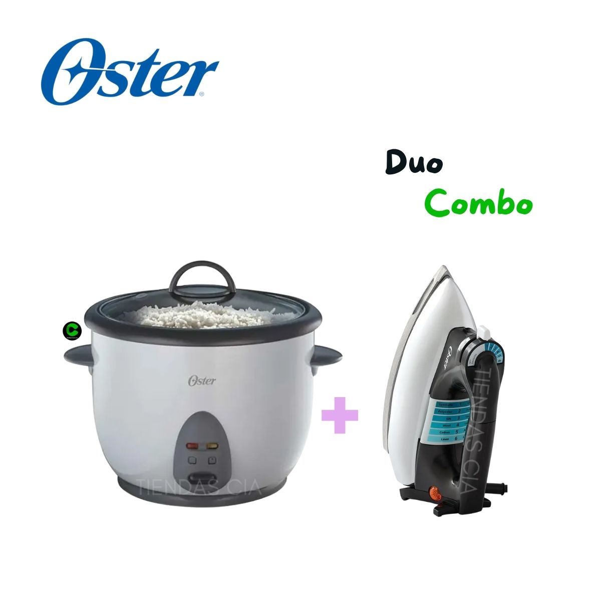 OSTER - Pack Combo OSTER Olla Arrocera CKSTRC1700W y Plancha Clásica