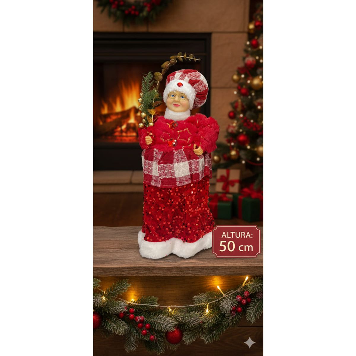 GENERICO - Mamanoela Grande Patilarga Decoración Navidad Elegante Santa Claus