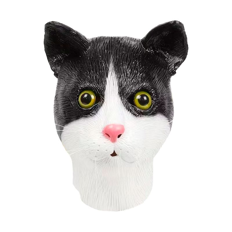 GENERICO - Máscara de Gato Blanco y Negro Látex Halloween