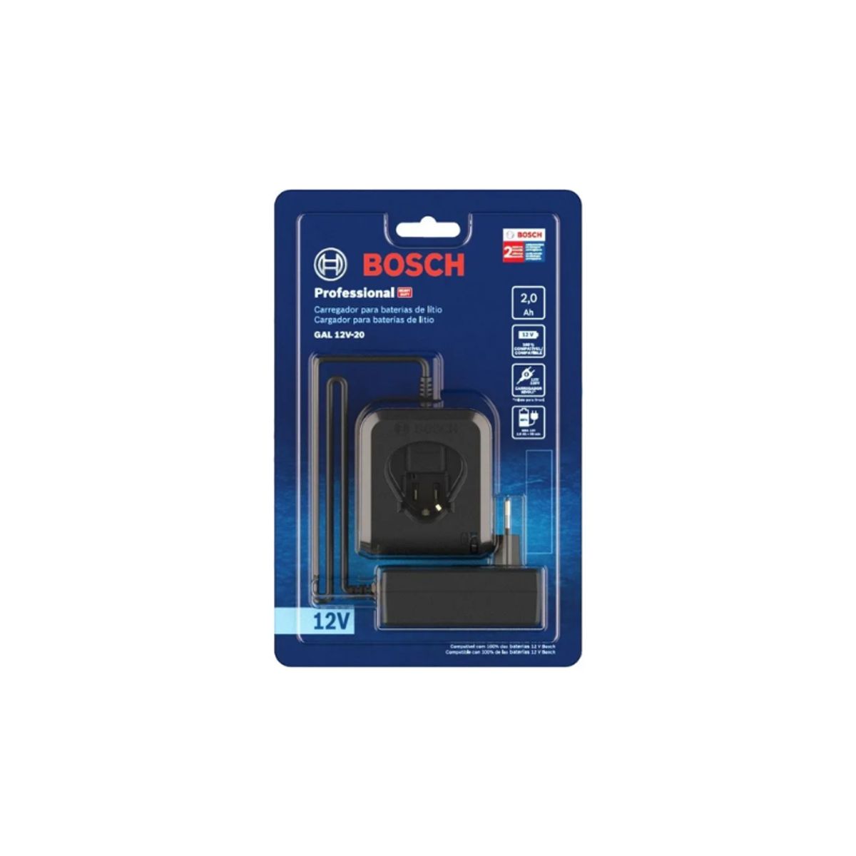 BOSCH - Cargador Bosch Gal 12v-20 + Batería Gba 12v 2.0 / Blister