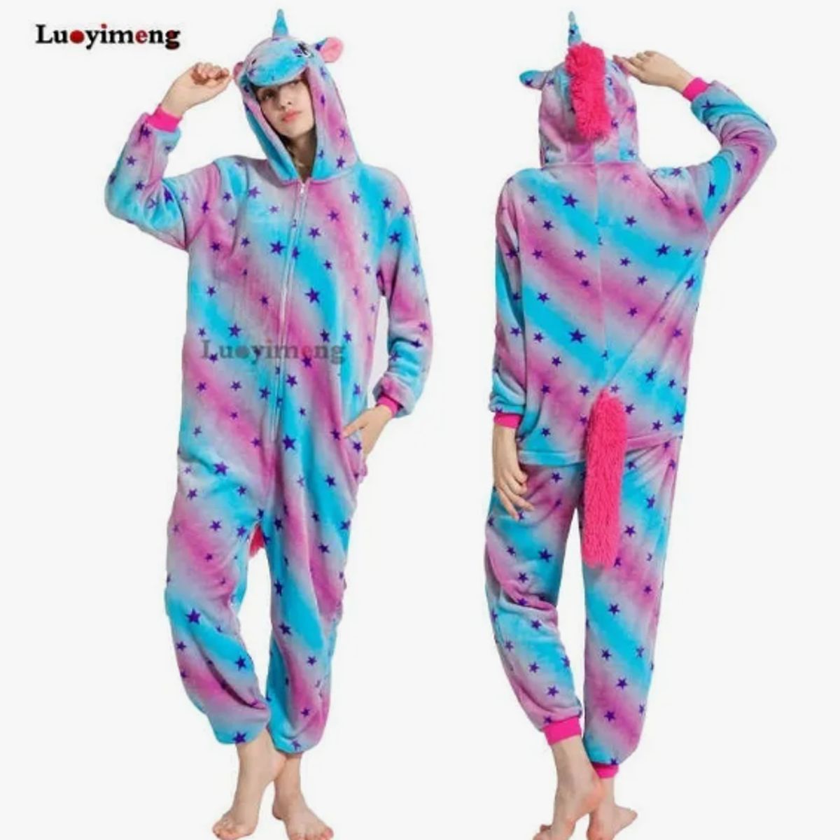 GENERICO - Disfraz Pijama Importada de Unicornio Azul Violeta