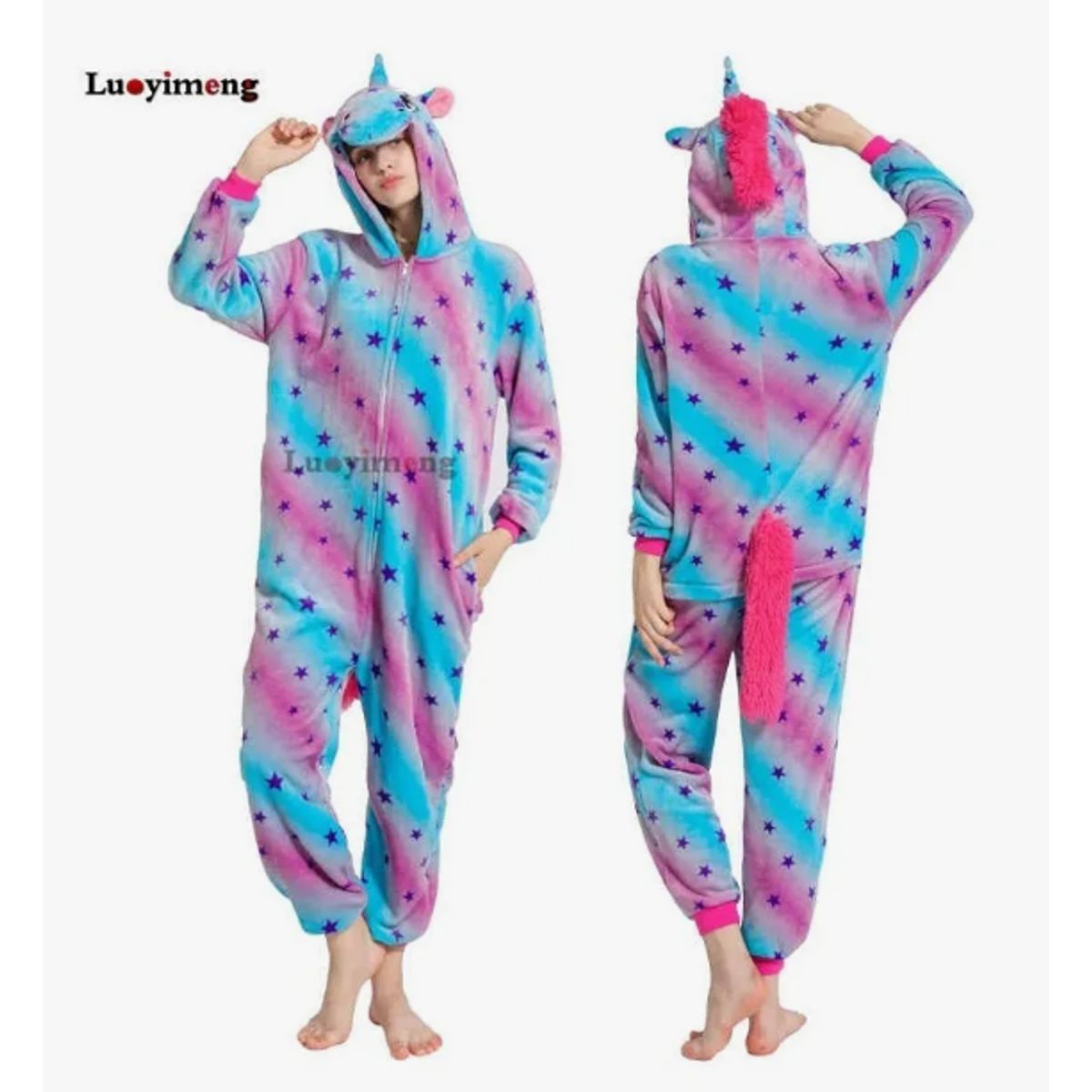 GENERICO - Disfraz Pijama Importada de Unicornio Azul Violeta