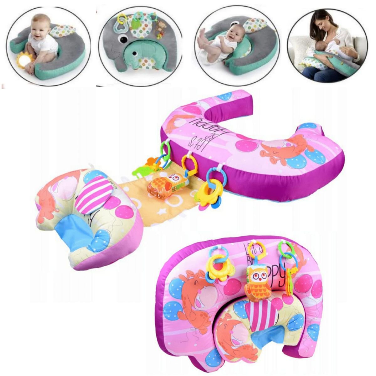 GENERICO - Almohada Multifunción DE Lactancia 5 en 1 Rosa