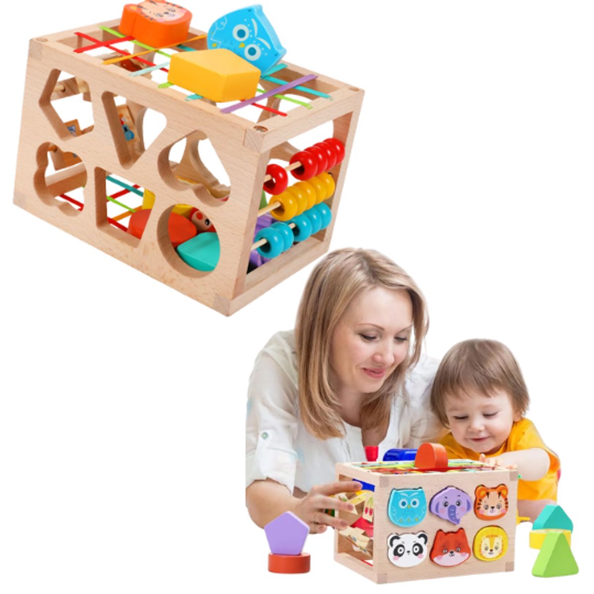 GENERICO - Juguete Cubo de Actividades de Madera 5 en 1