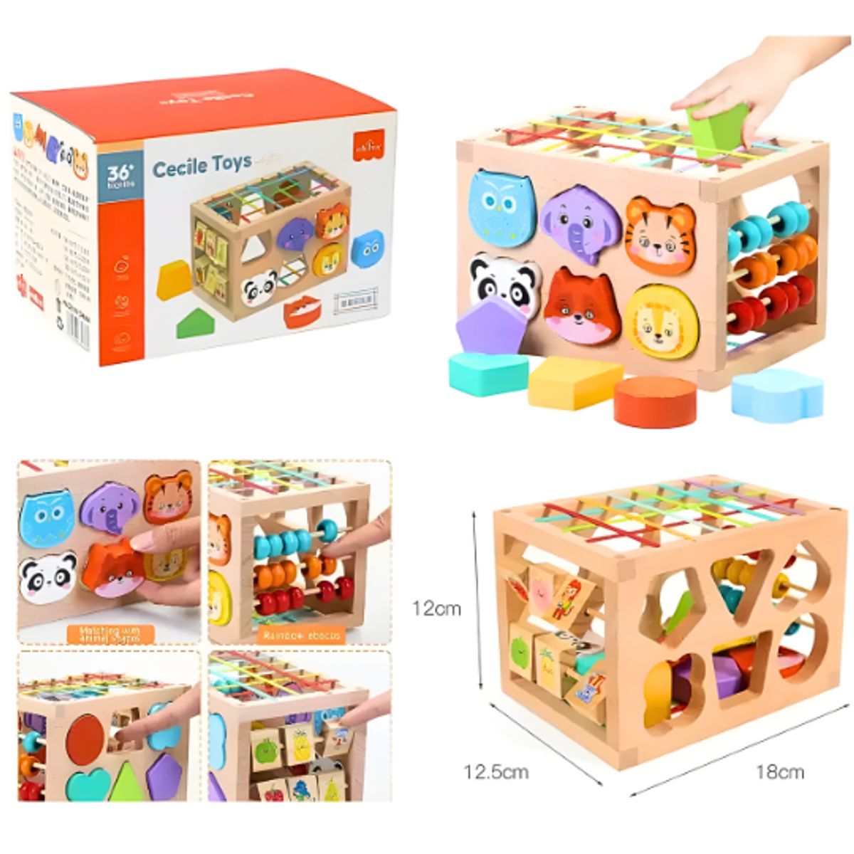 GENERICO - Juguete Cubo de Actividades de Madera 5 en 1