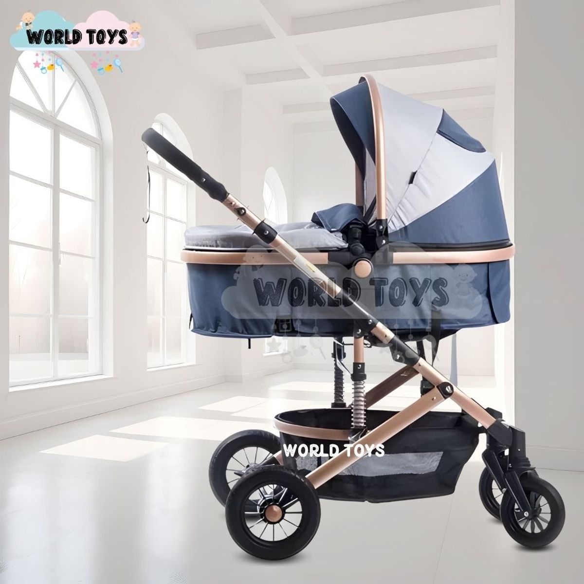 Baby - Coche Moisés Travel System «JELANI » con porta bebé Blue