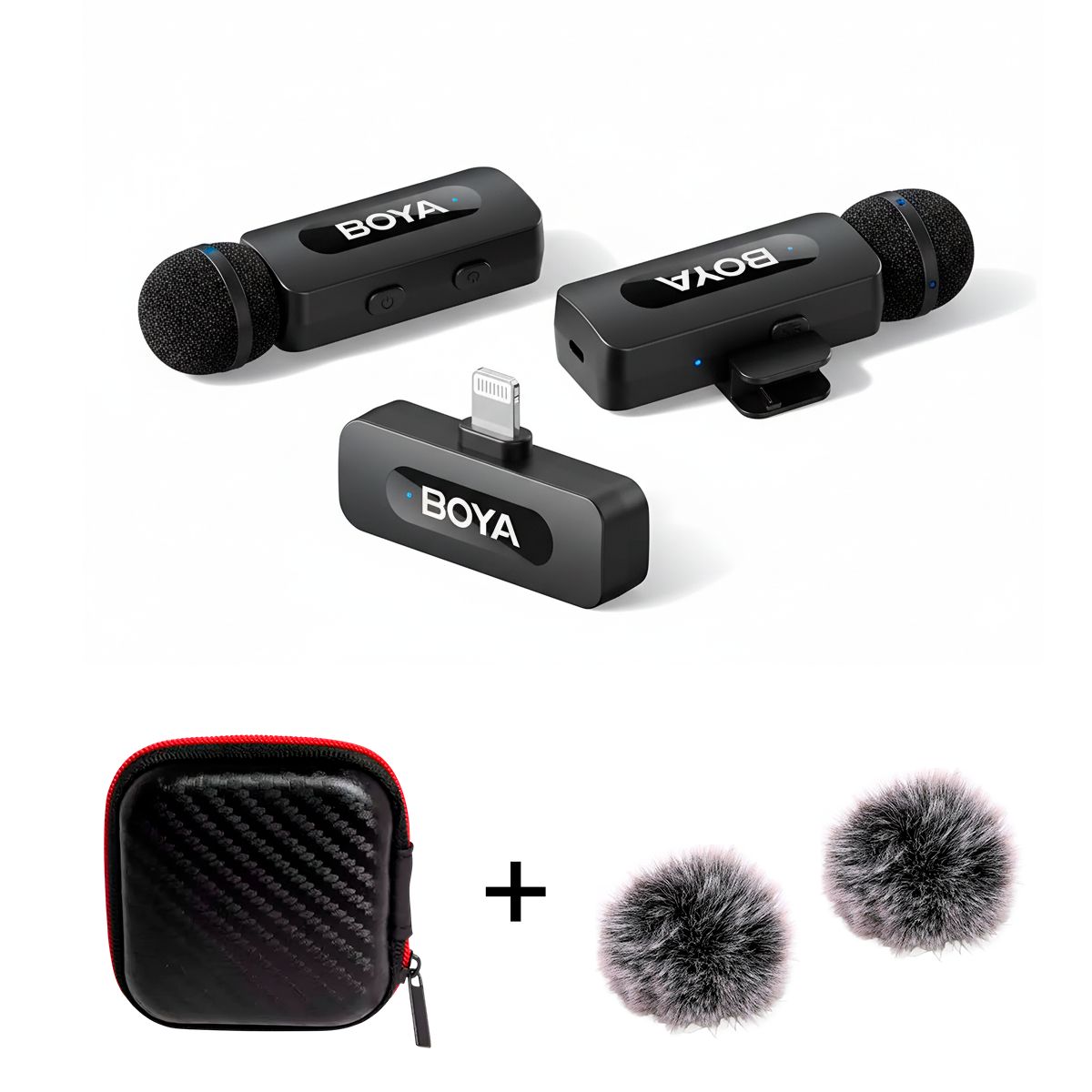 BOYA - BOYA BY-V2  Micrófono Lightning +Mini Estuche para Auriculares +Filtro