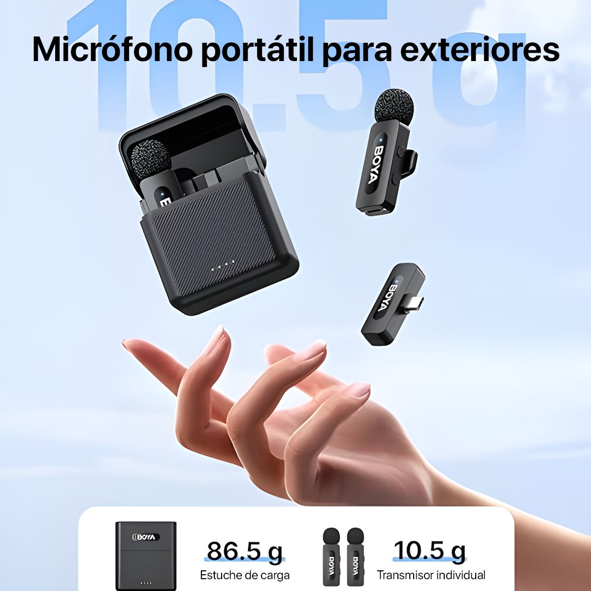 BOYA - Micrófono Inalámbrico BOYA BY-V30 USB-C Sonido Profesional Negro