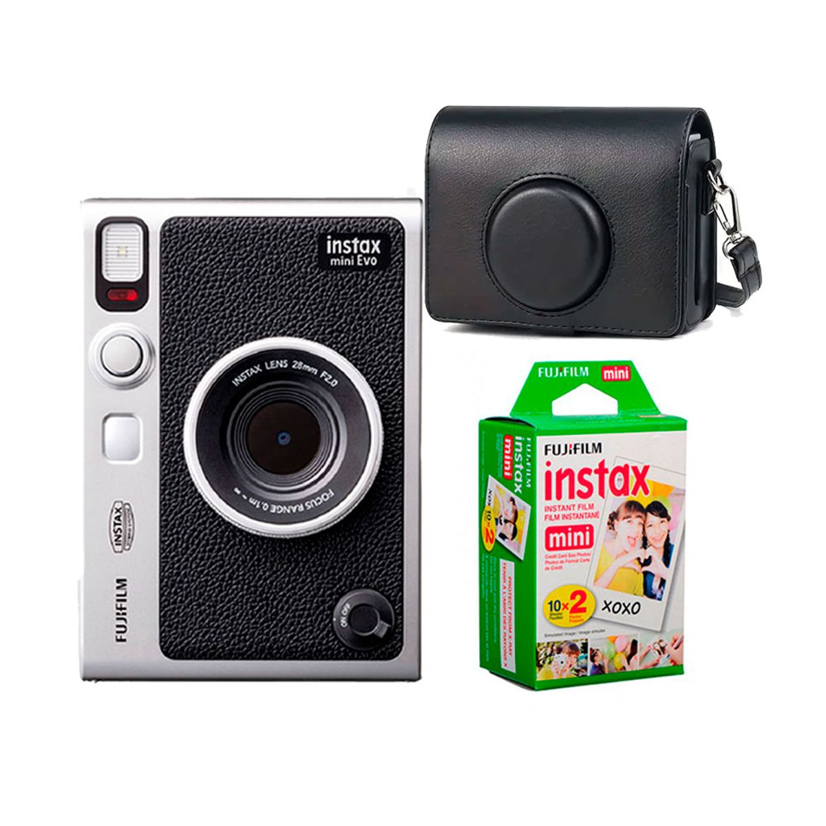FUJIFILM - Camara Fujifilm Instax Mini Evo Black +Estuche +Pelic x20