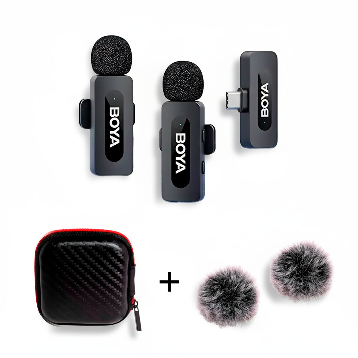 BOYA - BOYA BY-V20  Micrófono Inalámbrico USB-C + Estuche+ Filtro Cortaviento