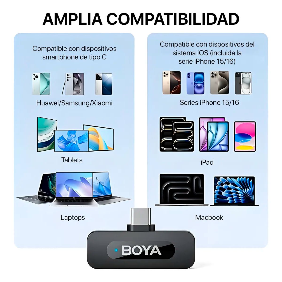 BOYA - BOYA BY-V20  Micrófono Inalámbrico USB-C + Estuche+ Filtro Cortaviento