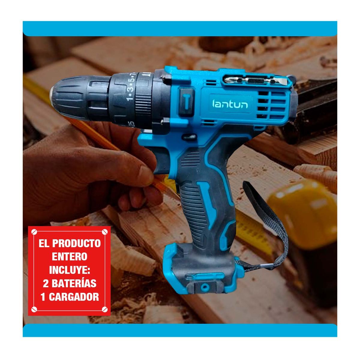 GENERICO - Taladro Percutor X2 Baterías Inalámbrico Destornillador + 32ACCS