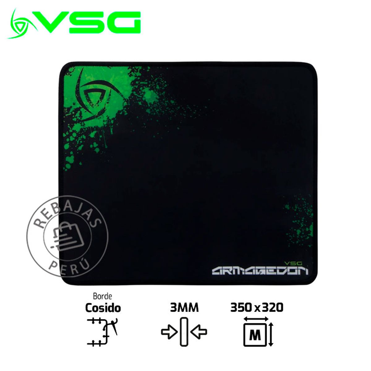 VSG - Mousepad VSG Armagedon M 35x32cm Tela Speed Bordes Cosidos