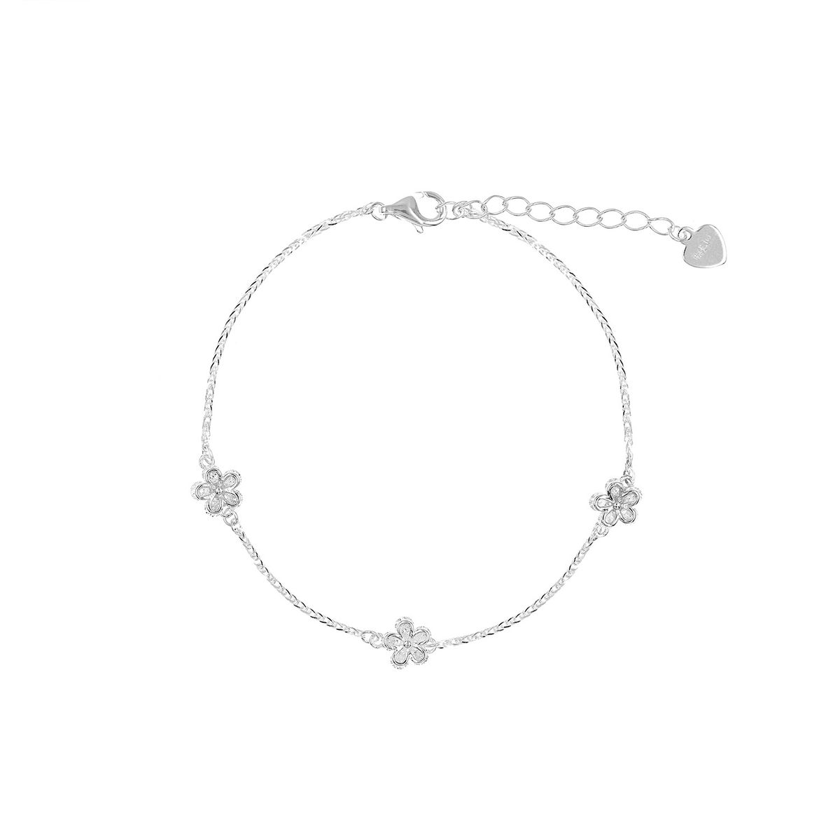 BALIQ - Pulsera Flores Plata 925