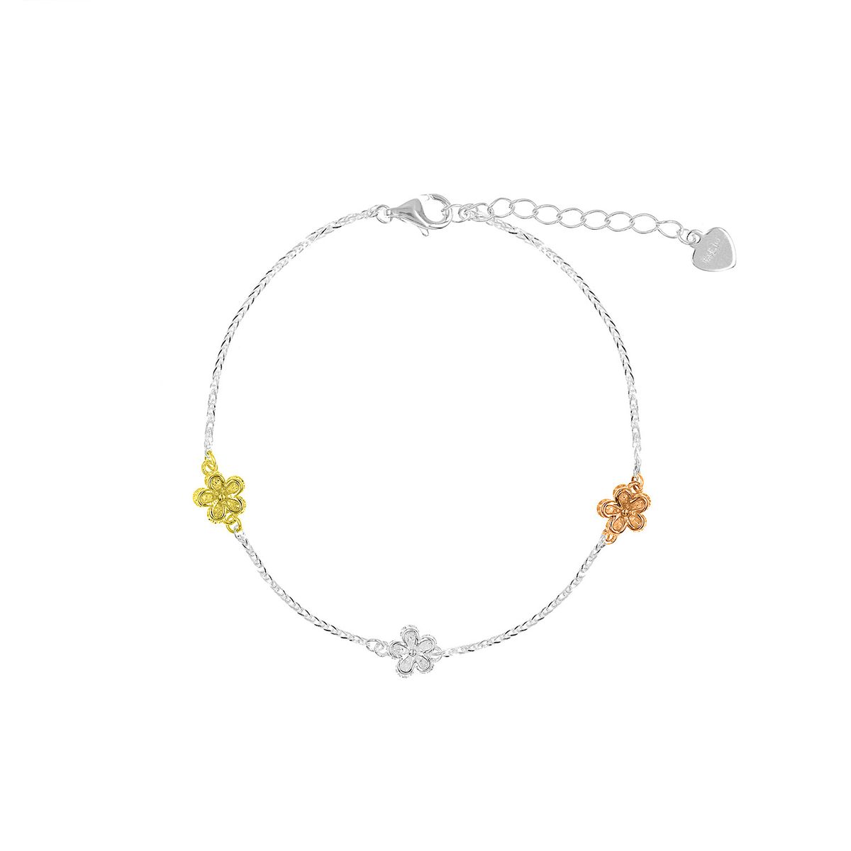BALIQ - Pulsera Flores Goldensilver