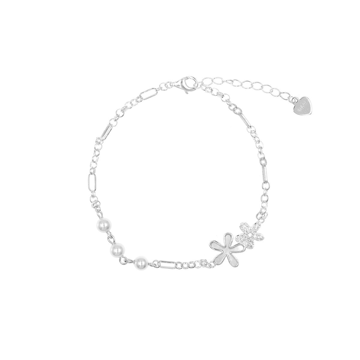 BALIQ - Pulsera Flores Plata 925 & Perlas