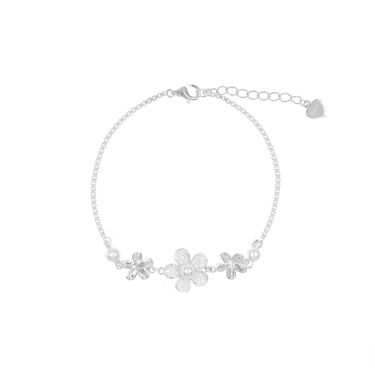 BALIQ - Pulsera Flores Plata 925