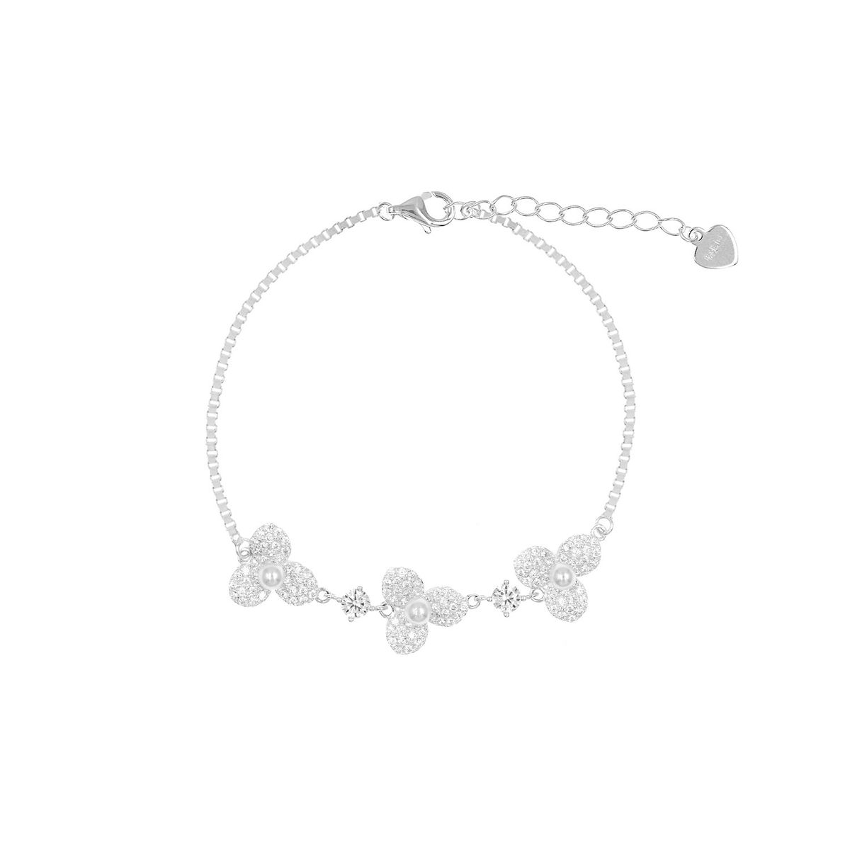 BALIQ - Pulsera Flores Perla Plata 925
