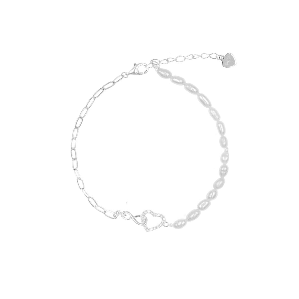 BALIQ - Pulsera Corazón Plata 925 & Perlas