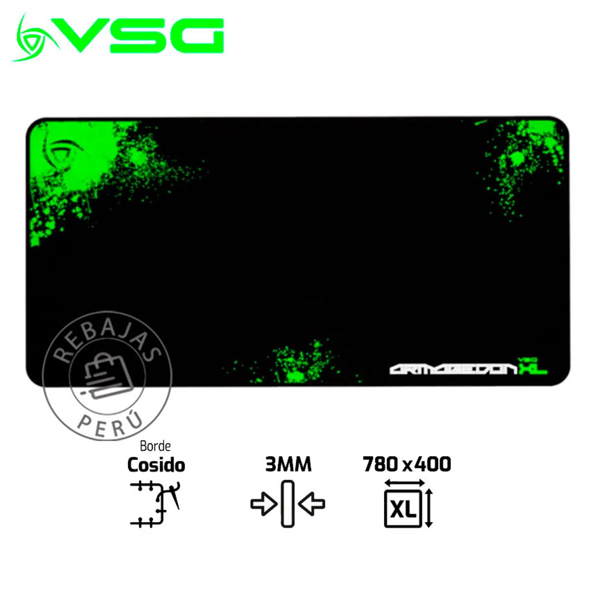 VSG - Mousepad VSG Armagedon XL 78x40cm Tela Speed Bordes Cosidos Goma