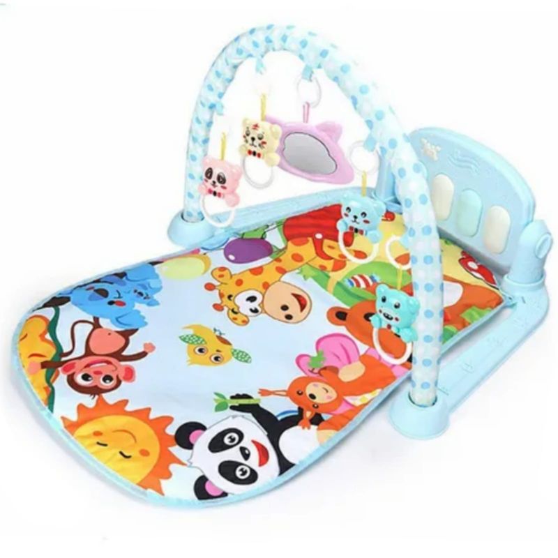 GENERICO - GIMNASIO DE BEBE CON PIANO PARA PATEAR 3 EN 1 CELESTE