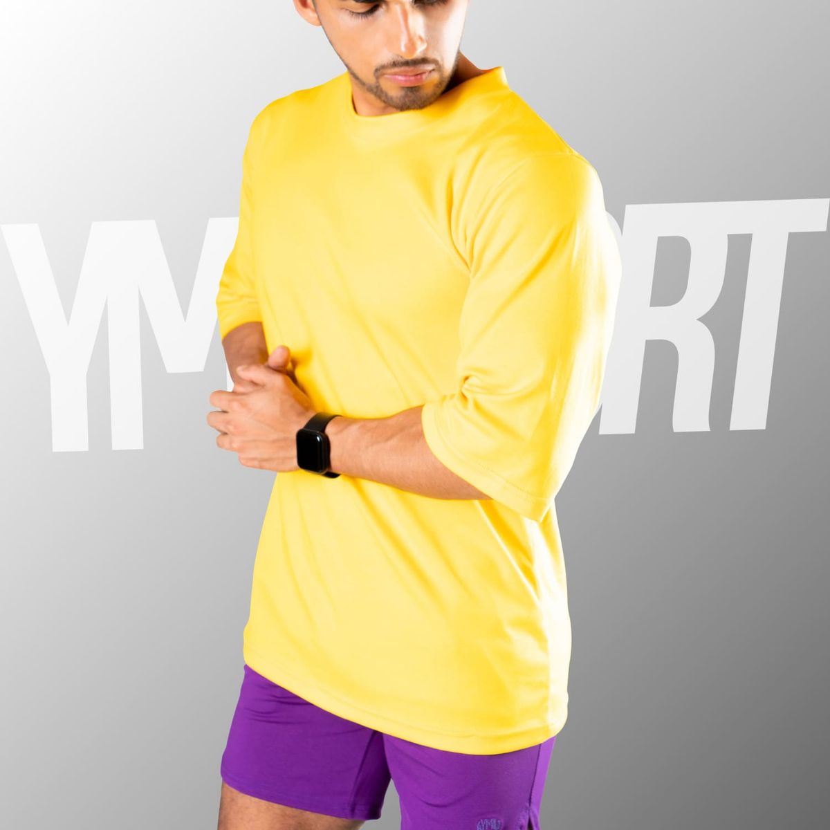 YML SPORT - Oversize Fitness Hombre - Polo Algodón Amarillo - YML SPORT