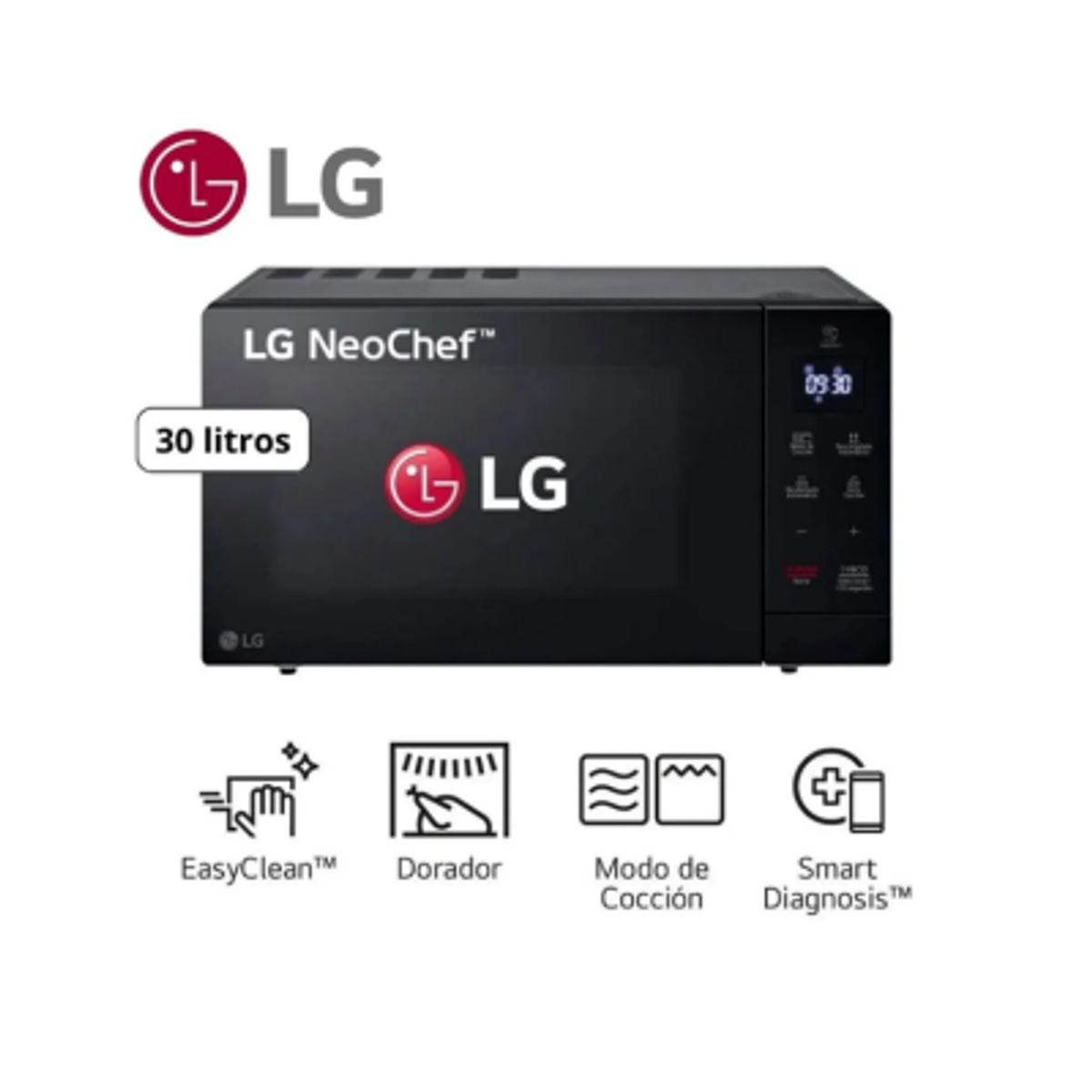 LG - Horno Microondas LG Easy Clean 30 Litros MH7032JAS - Negro