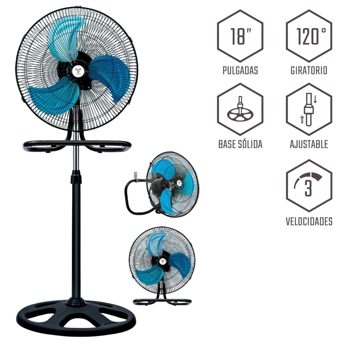 GENERICO - Ventilador Trueking V318 200 Watts, 3 en 1 Pedestal, Mesa y Pared