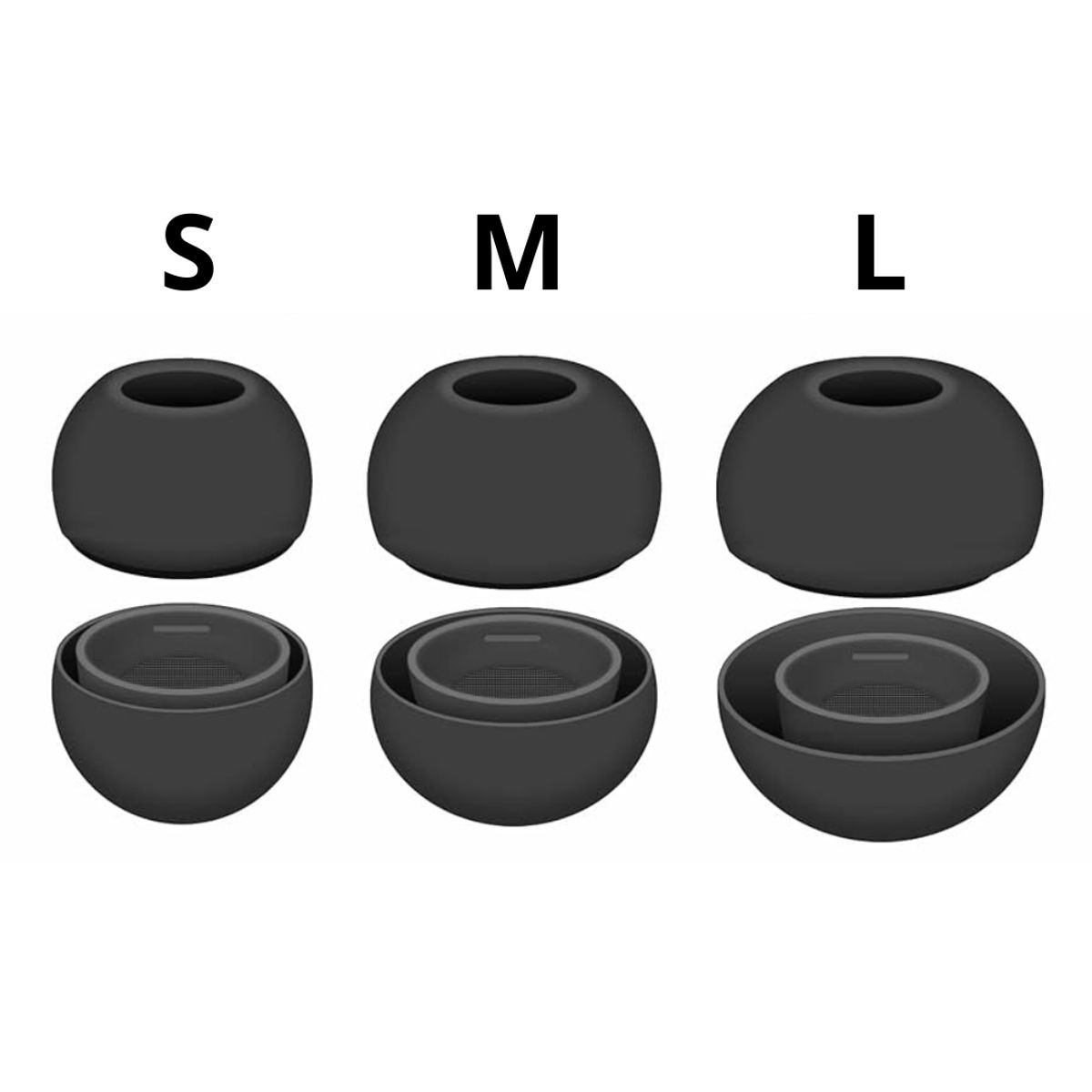 GENERICO - Almohadillas de silicona compatible con AirPods Pro 1 - 2(S/M/L) Negro