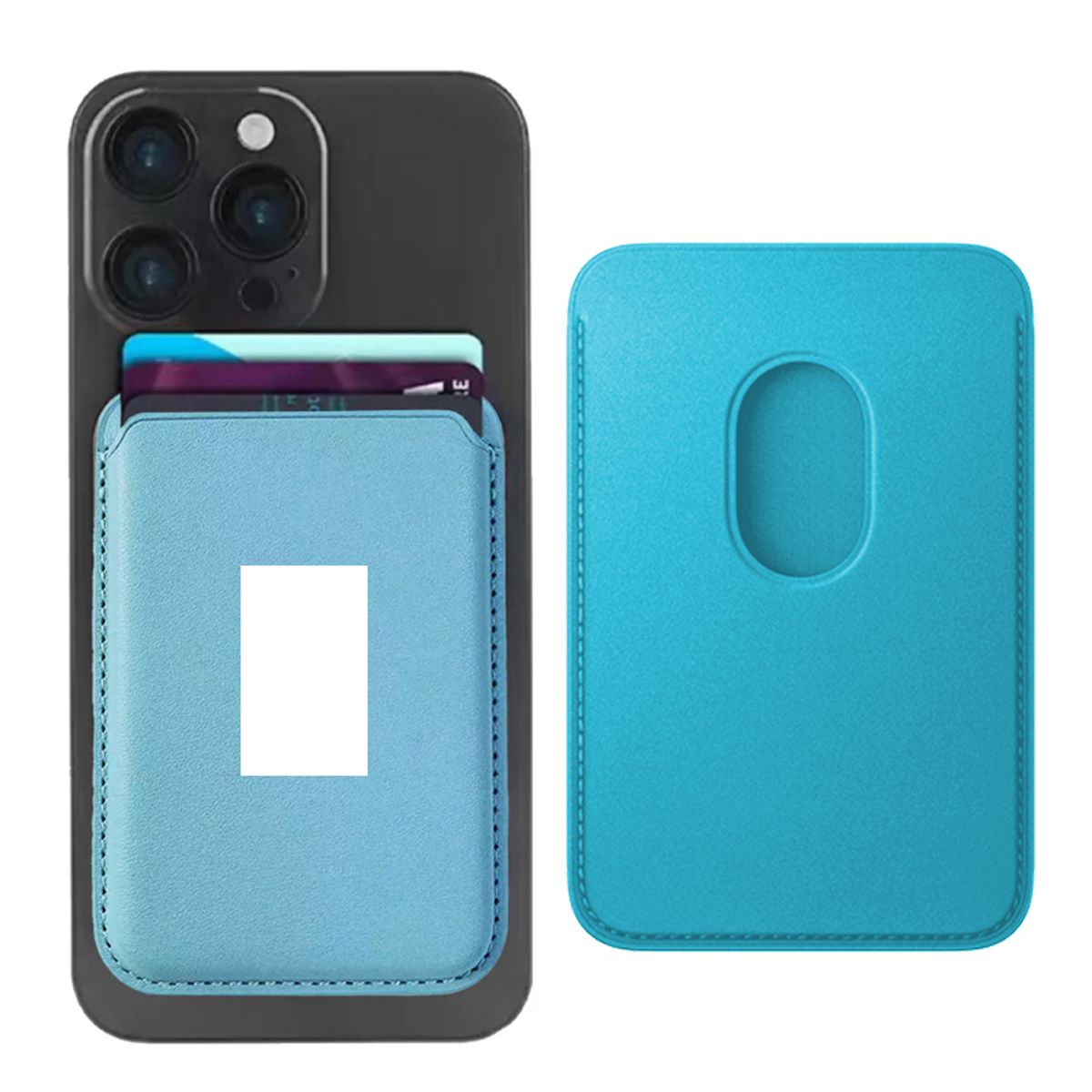 GENERICO - TARJETERO WALLET IPHONE CON LOGO CELESTE