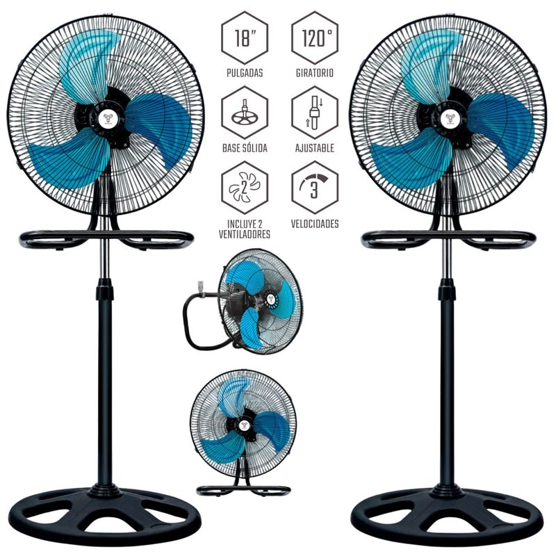 GENERICO - Pack 02 unidades Ventilador Trueking V318 200 Watts, 3 en 1