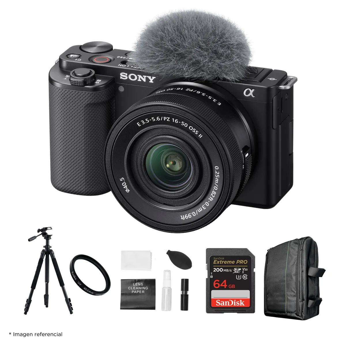 SONY - Cámara Sony ZV-E10 Mirrorless + Lente 16-50mm f35-56 II + Kit Ultimate de Accesorios